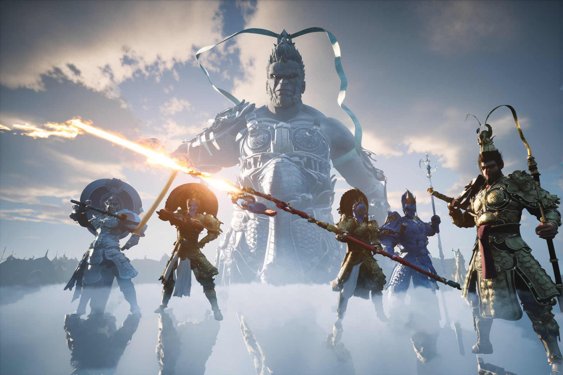 score_9, score_8_up, score_7_up, score_anime, 8k, best quality, masterpiece, (ultra-detailed), 
<lora:heishenhua-pony-Tanger:0.8>, heishenhua artist style, game style, cg, weapon, multiple boys, armor, sword, holding, helmet, holding weapon, polearm, cloud, sky, shield, full armor, gun, outdoors, 
A cinematic depiction of a fierce battle, warriors clashing in a stormy battlefield, swords gleaming under lightning strikes. The ground is muddy and torn, with distant mountains barely visible through the rain. Shadows cast by the flames of burning structures flicker across the scene, enhancing the drama and tension. Created using: dramatic chiaroscuro, wide-angle lens, high contrast, intense brush strokes, Renaissance battle painting, motion blur, dynamic composition, vivid realism, hd quality, natural look, <lora:AdvancedEnhancerXLv2:0.5>, movie still, film still, cinematic, cinematic shot, cinematic lighting, 35mm film, <lora:xl_more_art-full-beta2:0.5>, <lora:add-detail-xl:0.5>,