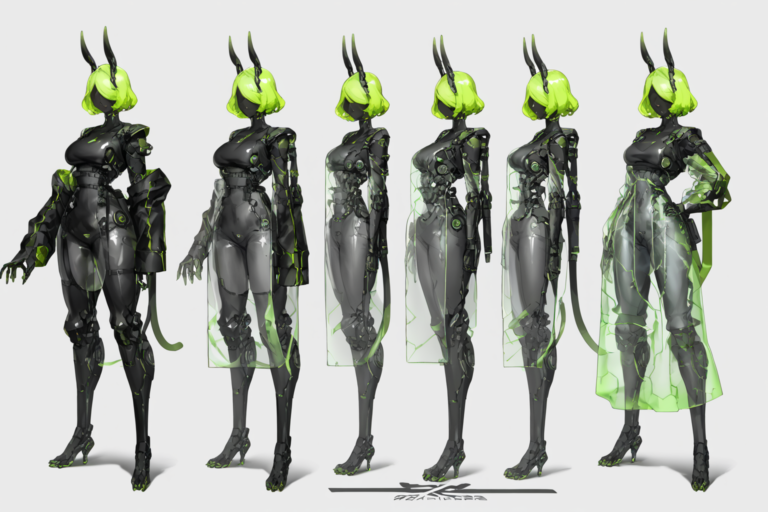 score_9, score_8_up, score_7_up, score_6_up, score_5_up, score_4_up, BREAK, source_anime, solo, 1girl, rating_safe, ((mature female)), ((long green flowing hair)), mechanical parts, (big backwards folded mechanical rabbit ears), mature female, (bunny ears), (animal ears), subdermal port, ((milf, mature female, big breasts)), hexagon lines in skin, naval uniform overcoat, naval uniform, white military uniform, dress_uniform, ribbons, ((red eyes)), bunny tail, rabbit tail, aiguillette, ((green hair)), ascot, ((Ground level (from the side) view Extreme Close shot)), latex pilot suit, shoulder cutout, bunny rabbit Tail, ((hair over one eye, )), digitigrade, clawed feet, minimal clothes, ((metal skin, shiny skin, vampire aesthetic, digital eyes, filled eyes, monochromatic eyes, glowing eyes, colored sclera, red sclera, mechanical eyes, partially shaded face, )), <lora:ECHANIS:1>,  <lora:ArmorPunkV4:1> arm0rpunkv4