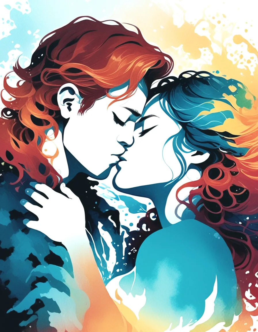 score_9, score_8_up, score_7_up, score_6_up, score_5_up, score_4_up, 1girl, 1boy, embrace, kiss
