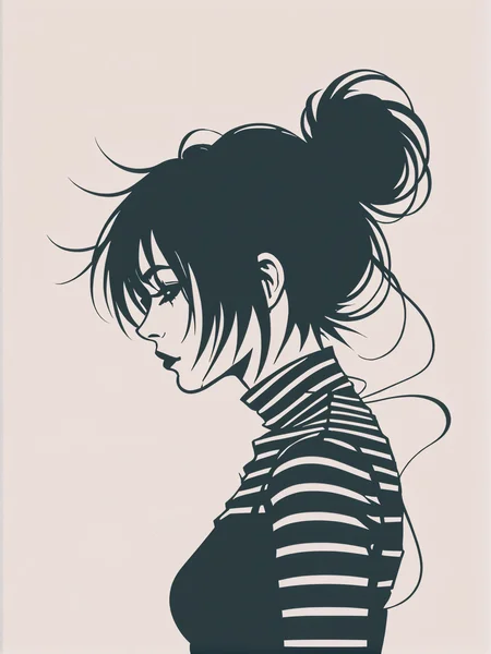 motion lines, negative space,minimalism, silhouette, print,gothpunk aesthetic, <lora:lazy:1>