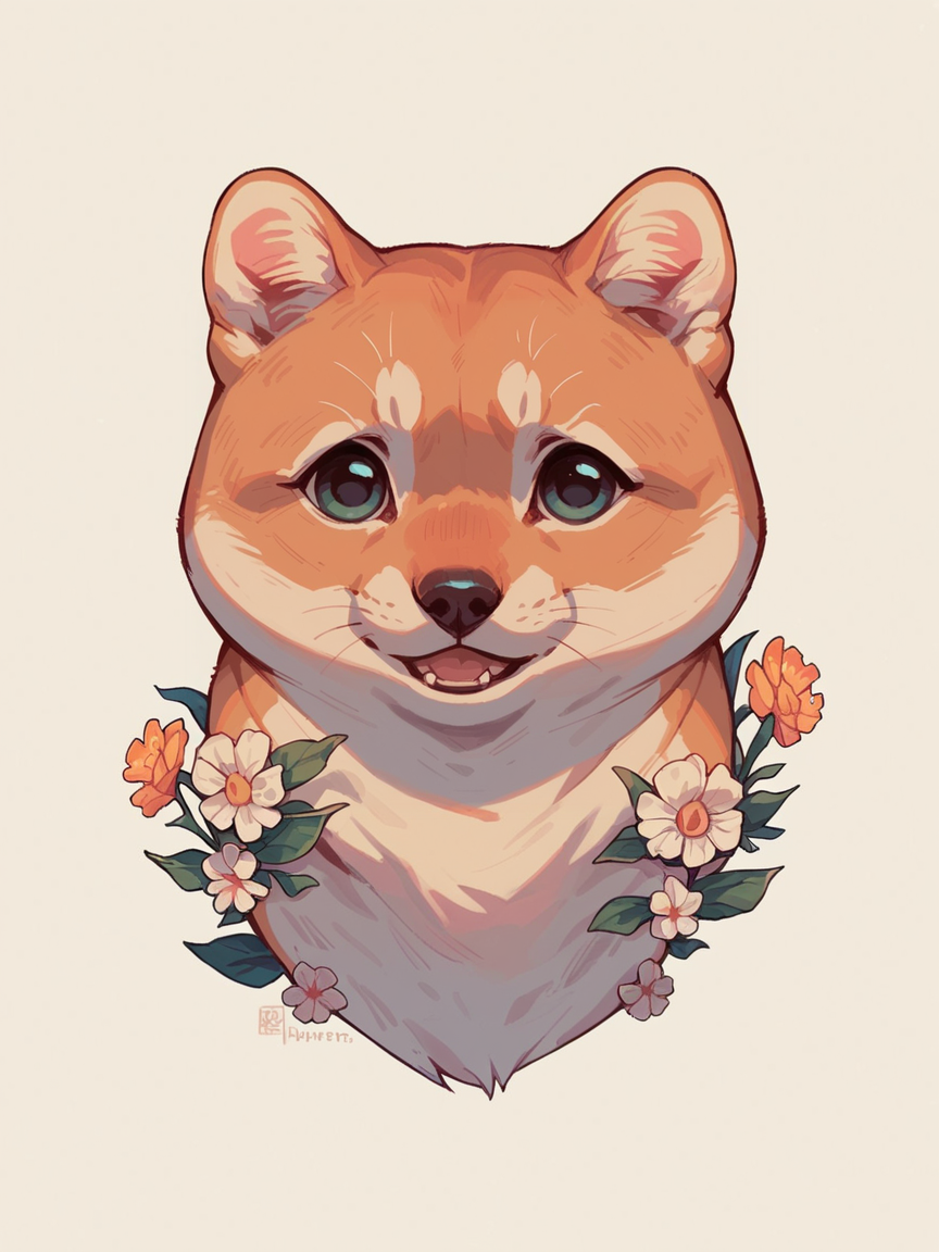 score_9, score_8_up, score_7_up, score_6_up,   <lora:l0g0XLP:1> l0g0, simple background, shiba, animal focus, no humans, logo, flower