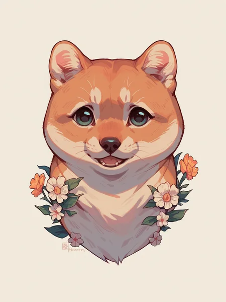 score_9, score_8_up, score_7_up, score_6_up, <lora:l0g0XLP:1> l0g0, simple background, shiba, animal focus, no humans, logo, flower