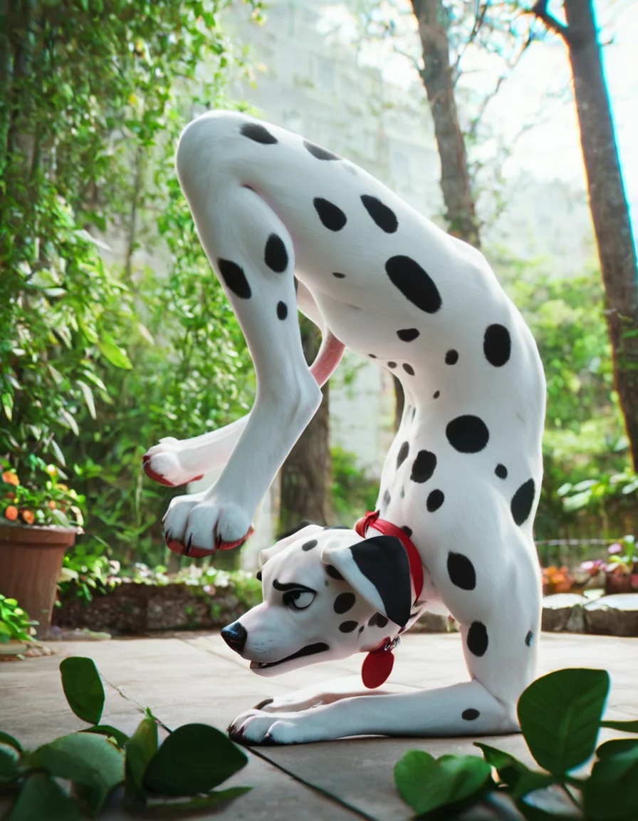score_9, score_8_up, score_7_up,
source_furry,
a dog exercising vrischikasana pose,domestic dog,feral,
white fur, dalmatian,
outdoors, garden,
soft lighting,
doghouse,
<lora:vrischikasana:0.9>