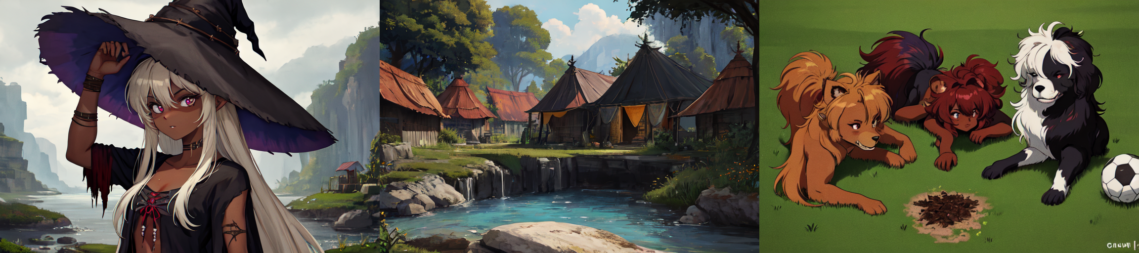 highly insanely detailed, masterpiece, top quality, best quality, highres, 4k, 8k, RAW photo, (very aesthetic, beautiful and aesthetic), 
__lazy-wildcards/subject/env-bg/SavageVerse/prompts__, 
<lora:SavageVillage-10:0.6>, 
(1girl:1.3), 
solo focus, 
($(char-skin-tanned-dark-black-bronze-001):1.1), 
(__lazy-wildcards/char/haircolor__), 
__lazy-wildcards/dataset/background__,âââ