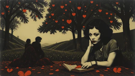 a solitary very sad person crying suffering the melancholy of love lost, broken heart, broken hearts, broken paper, melancholic sad landscape, woman, very intricate, very detailed, sharp, bright, colorful, <lora:Hand v2:0.5> <lora:Anti-Blur:1><lora:Insane Detail Slider:0.25>  <lora:flux.1_lora_flyway_Epic-detail_v2:0.3> <lora:fluxenhancer:0.25> <lora:Moody_Time:0.9>