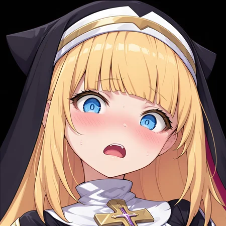 <lora:Exorcist_Girl_Charlotte__Mizuki_Konoe:1>
exorcistcharlotte,habit, solo, looking at viewer, blush, open mouth, simple background, black background, portrait
masterpiece,best quality,amazing quality,