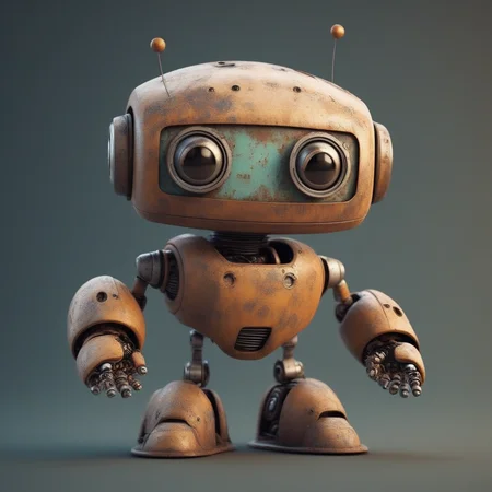 cute robot, rusty