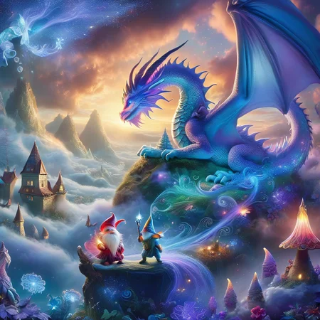 Fujifilm quality photograph (best quality)++, (masterpiece)++, (detailed)+, elf on the shelf fighting a Dragon, (fantasy illustration)1.3, enchanting Dragon battle elf on the shelf, mystical battle, (many gnomes battling)1.4 (whimsical charm).4 Otherworldly charm, mystical sky, (Luis Royo)1.2, (Yoshitaka Amano)1.1, moonlit night, soft colors, (detailed cloudscape)1.3, (high-resolution)1.2 (gnomes battling everywhere)1.2 , <lora:DonM3t3rn1tyXL-v1.1:0.8> DonM3t3rn1tyXL <lora:DonMD1g174l4sc3nc10nXL:0.8> DonMD1g174l4sc3nc10nXL <lora:Dragons:0.8> dragon <lora:EnvyMagicalXL01:0.8> magical <lora:FantasyLandscape:0.8> FanLan
