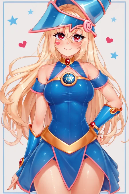 score_9, score_8_up, score_8, large breasts, (curvy), cute, eyelashes, ,,, , ,,, zzPrismagicCitronOC, hair between eyes, red eyes, blonde hair, long hair, blue headwear, wizard hat, bare shoulders, detached sleeves, pentacle, dress, blush stickers, <lora:Prismagic_CitronOC_PDXL:0.8>, ,,,, BREAK, smile, closed mouth, looking at viewer, cowboy shot, ,,, embedding:zPDXL, Expressiveh, ,,, <lora:Puppypaww_Style_PDXL_v2:0.8>, <lora:SDXLFaeTastic2400:0.5>, <lora:Expressive_H-000001:0.4>,