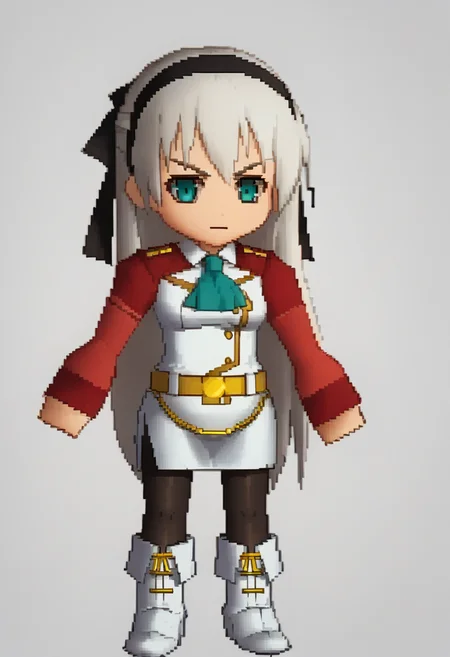 score_9, score_8_up, score_7_up, source_anime BREAK 1girl, solo,
<lora:zs_FFVIIChibisXL_1:1> ffviichibis, chibi, standing, full body, white background
<lora:elie-pdxl-nvwls-v1:1> zeroElie, white hair, long hair, black hairband, hair ribbon, long hair, ascot, uniform, long red sleeves, white dress, pencil skirt, belt, black pantyhose, white boots,