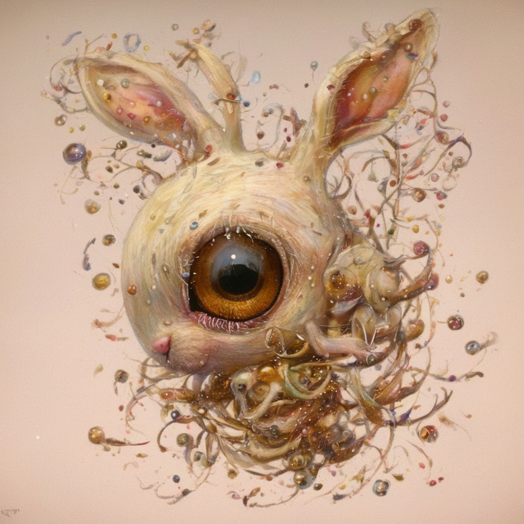<lora:SDXL_Style_by_Naoto_Hattori_Sa_May_V4:1> Style by Naoto Hattori a white rabbit