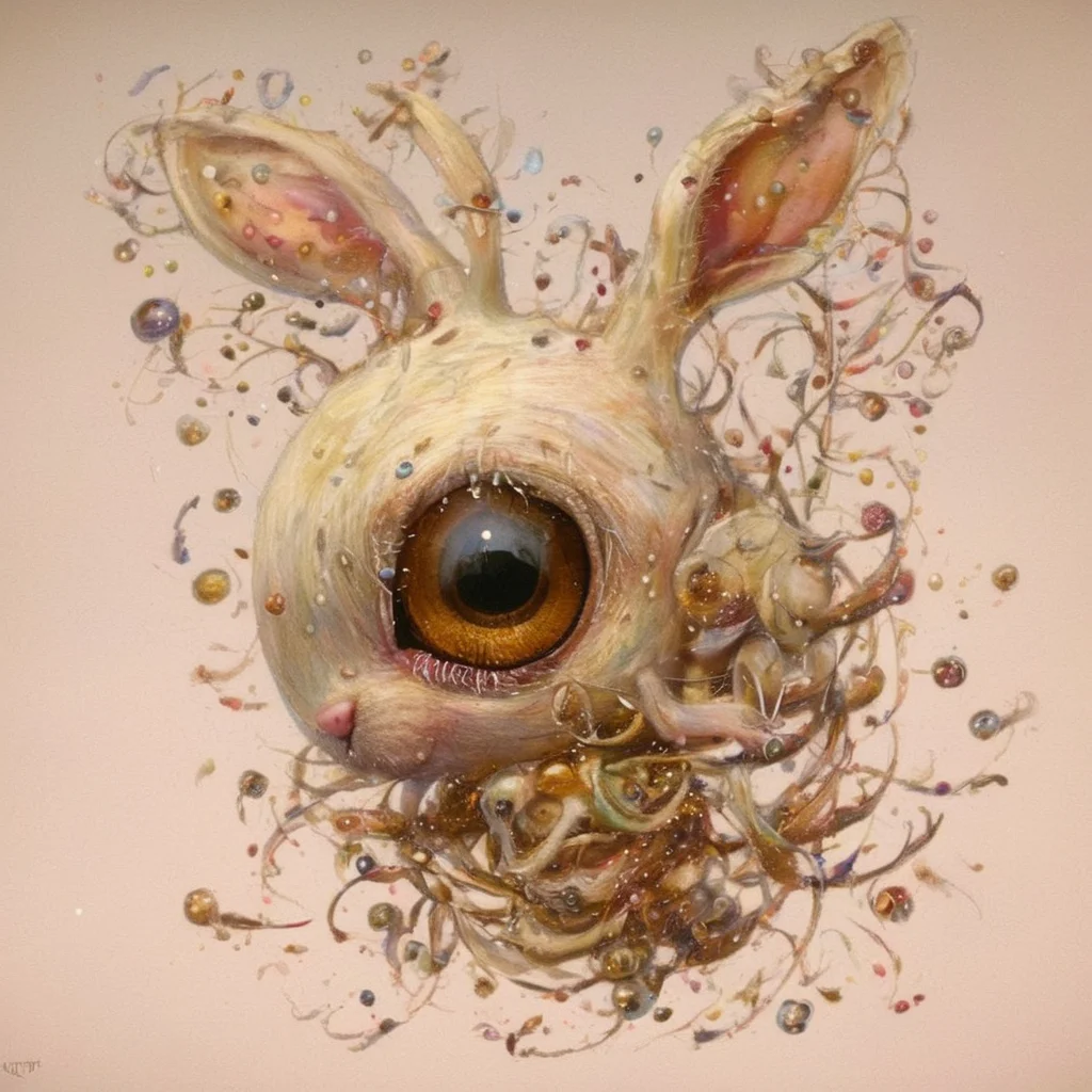 <lora:SDXL_Style_by_Naoto_Hattori_Sa_May_V4:1> Style by Naoto Hattori a white rabbit