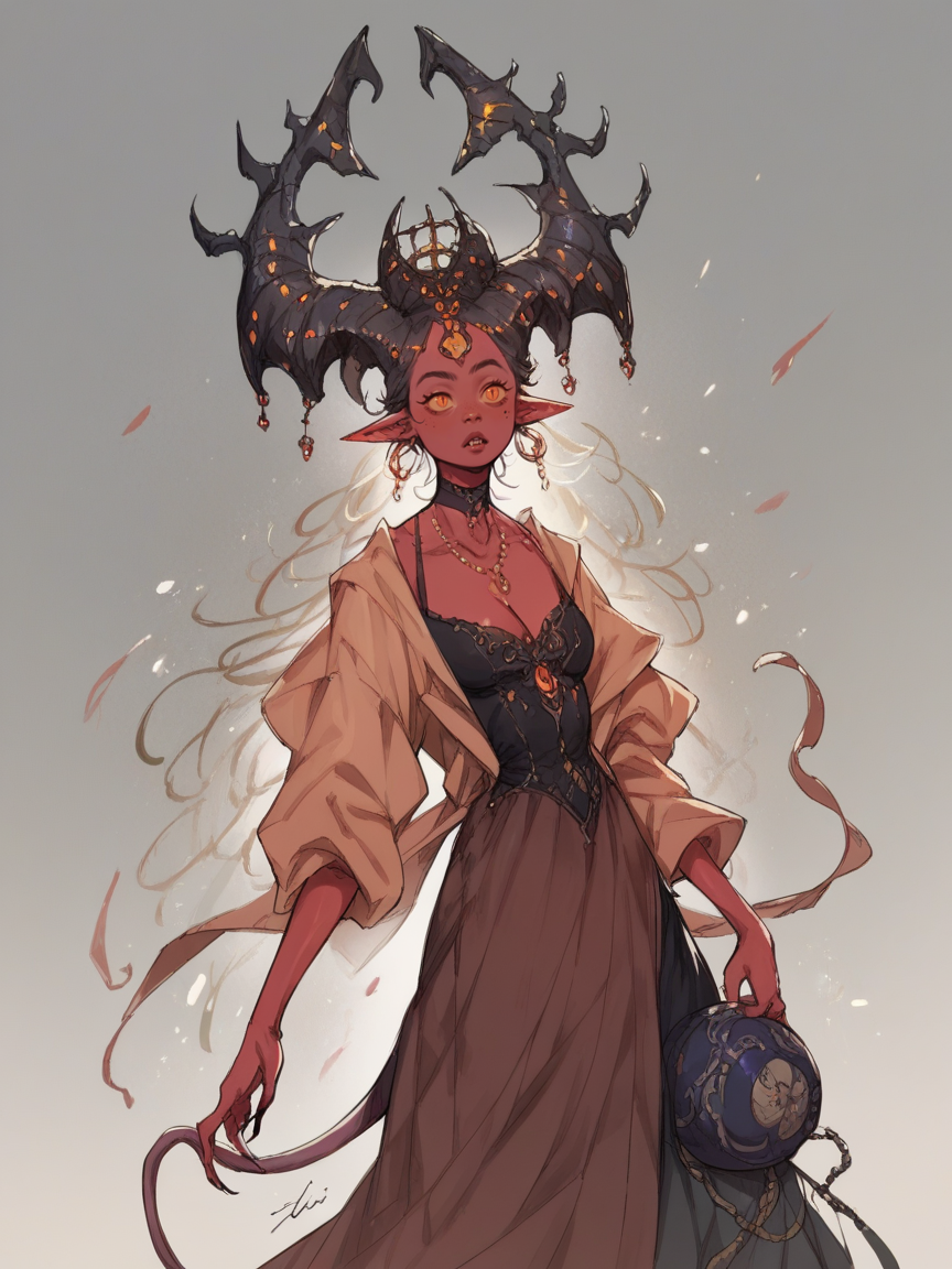 score_9, score_8_up, score_7_up, score_6_up, score_5_up,  <lora:1llum1XLP:1> 1llum1, 1girl, demon, curvy, dress,