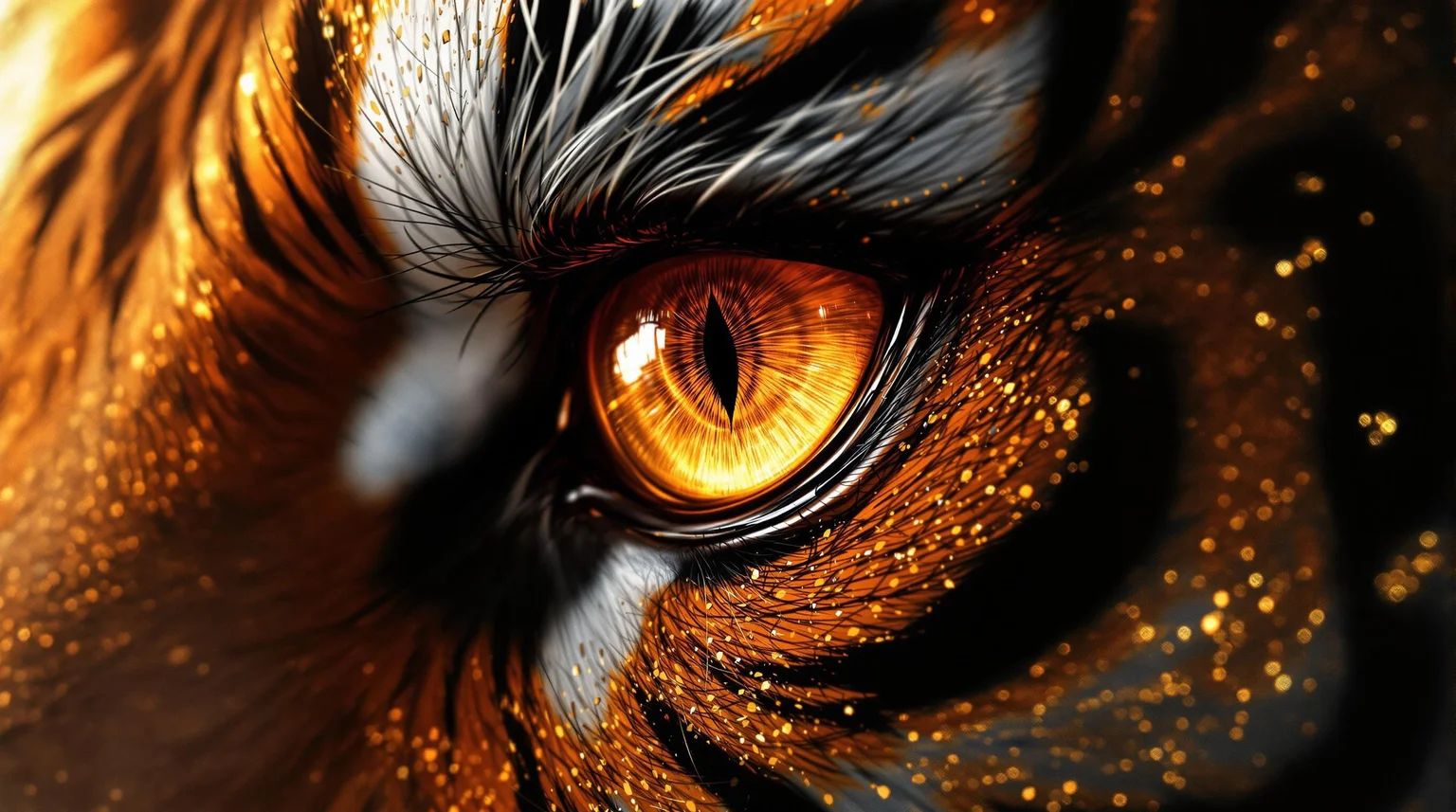 (highly creative and detailed pixel texture), rough texture, gold edge etching, a creative and masterful anime painting, eye of the tiger girl, tiger ears, hair whiskers, orange eyes, gold eyes, gradient eyes, dark skin, highly detailed, hyper-focus, detailed eyes, detailed skin, clean and perceptive, monochrome, black and orange, gold highlights, fluffy hair, big hair, colloidal silver blacklight gradient color tone, smooth background color, film grain overlay foreground, highest stylish anime quality