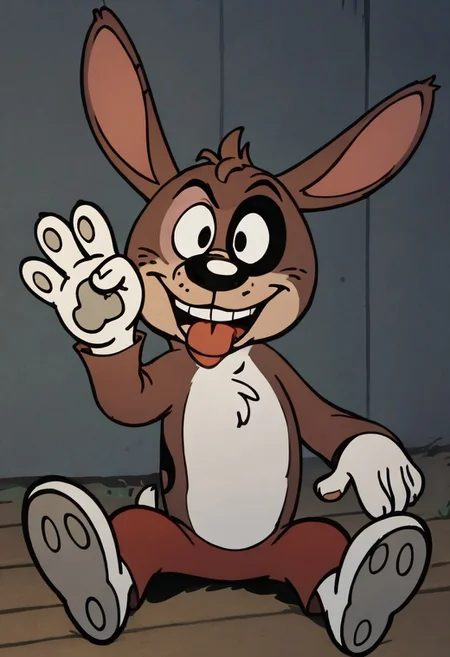 (score_9 | score_8_up | score_7_up) ((masterpiece:1))(best quality,very high quality,ultra detailed:1.2) (2D,cartoon style,anime style)(Smooth:2)(clean blurring) (four fingers on each hand,one thumb on each hand:1), solo, charles, dog, black spot on left eye, white fur, paw, dog paws, donkey dog hybrid, Full Donkey, half donkey, donkey head, donkey ears, donkey tail,