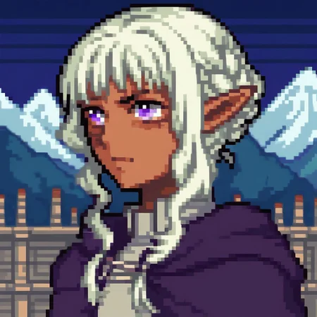 score_9, score_8_up, score_7_up, source_anime BREAK
, solo, fegbaportraits, portrait, white dungeon meshi,background, portrait,pixel,pixel art,
BREAK
thistle, thistle original outfit, 1boy, holding, standing, purple eyes, braid, male focus, sidelocks, pointy ears, pants, dark skin, brown footwear, elf, cloak, androgynous, white pants, notched ear
BREAK
Night,starly sky, mountain,