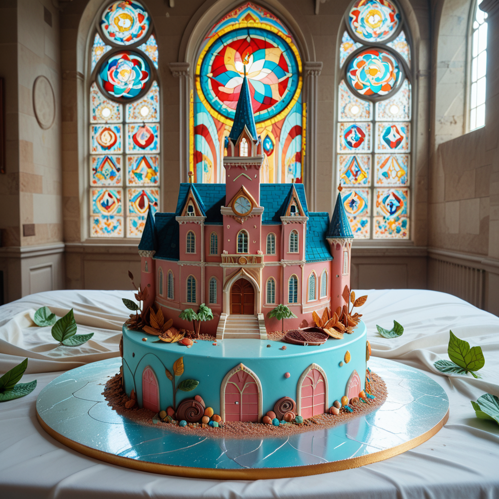 lazyup, peacock, vxc4k3, tail fanned as stained-glass sugar sheets, perched atop a tres leches cake tower, edible gold leaf details, backdrop of glaze-drenched valleys. <lora:vx_cake_pony:1.1000000000000003> <lora:TrendCraft_The_Peoples_Style_Detailer-v2.0A-3_13_2025-PonyXL:0.4000000000000001>