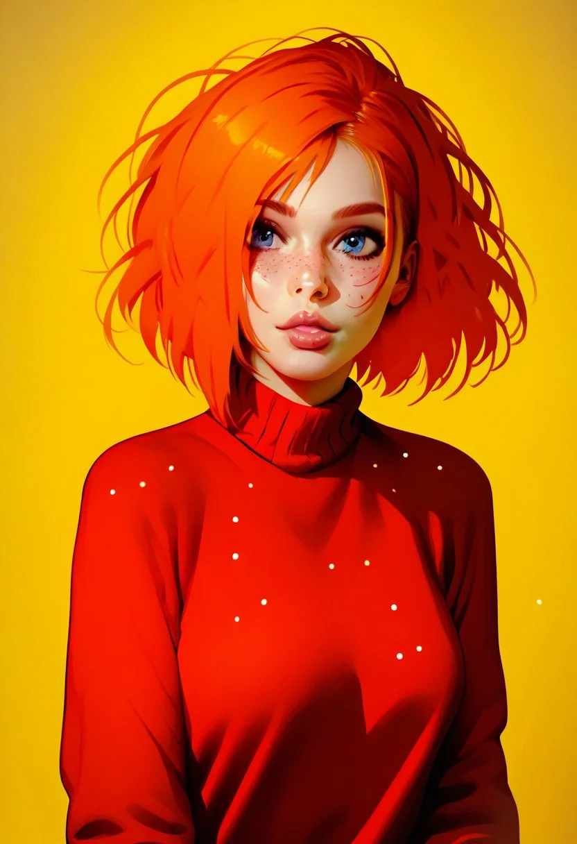 score_9, score_8_up, score_7_up, score_6_up, realistic,christmas_sweater:2.0, (ginger:2.0), cute goddess jill valentine, pale skin, freckles, tan , medium hair, messy bob cut, 25 years old, athletic, christmas sweater