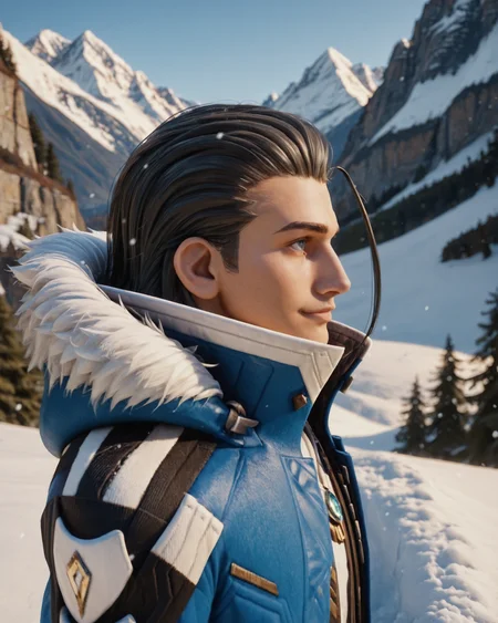 score_9, score_8_up, score_7_up, rating_questionable, intricately detailed,
<lora:Ageless_Fortnite:1>,
1boy(age1ess, grey eyes, agl_explorer_outfit, portrait, face focus, slicked back hair, black hair with white stripe, detailed eyes, muscular, slender, necklace, solo, slight smile, looking at viewer),
winter wonderland, snowy mountains, snowfall, deep snow, sunshine,
back view
,
detailed background, depth of field,
<lora:ral-chrosc-clr:0.5>, ral-chrosc-clr,
<lora:Expressive_H:0.5>, Expressiveh,
<lora:xl_more_art-full_v1:0.3>,
<lora:add-detail-xl:0.3>