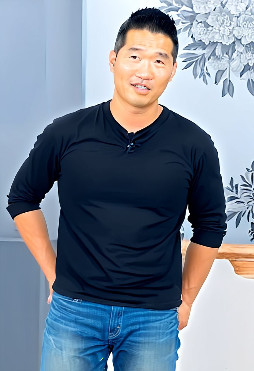 (((htkangface))), daddy,  natural face expression, (((detailed HtKangface))), fixed htKangface Photorealistic, realistic, masterpiece, intricate details, detailed background, depth of field, photo of a handsome, dynamic pose, natural face expression, (((looking at viewer))), high detail, high quality, male focus,  ((black shirt)), ((jeans)), ((confident))