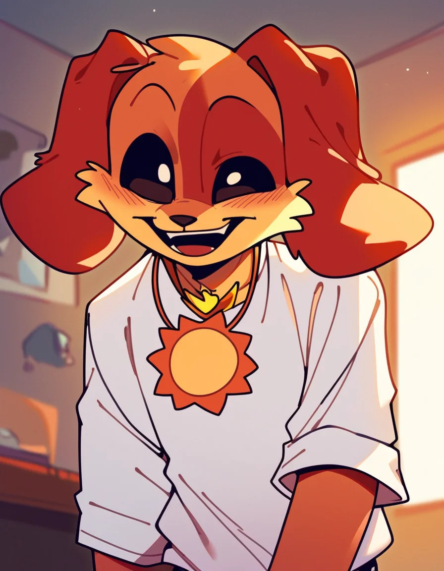 score_9, score_8_up, score_7_up, high quality, hires, dogday, poppy playtime, male focus, furry, cute, seductive, smug, open mouth, solo, sun necklace, room, day, <lora:Dog_Day_Poppy_Playtime:1>