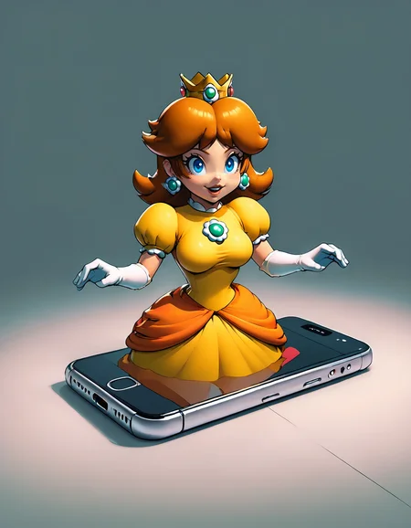 <lora:Phone_PH12X_Pony:1> ph12x, solo, 1girl, upper body, breasts, Princess Daisy from Mario