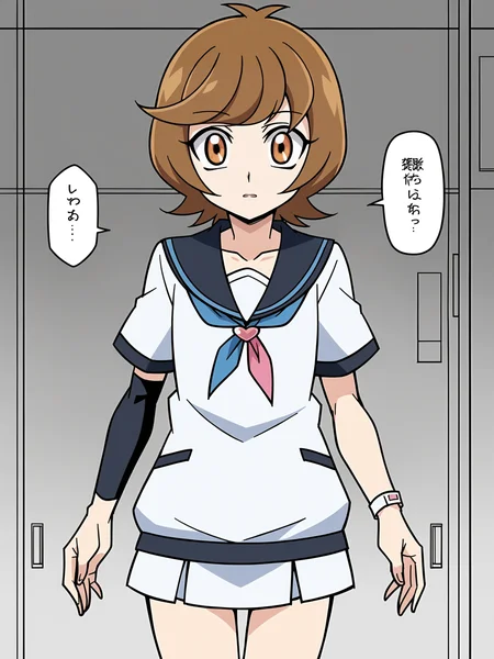 Aoi_Zaizen, 1girl, short_hair, brown_hair,
 <lora:Aoi_Zaizen_Pony_SD8:1>