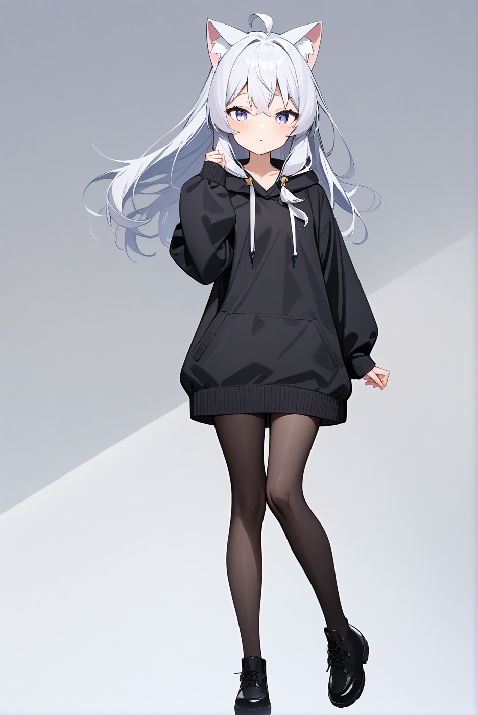 cat girl, mm-elaina, ahoge, 1girl, solo, skinny, masterpiece, absurdres, high quality, highres, best quality, (full body:1.20), recent <lora:mm-elaina-V02-000003:0.5>