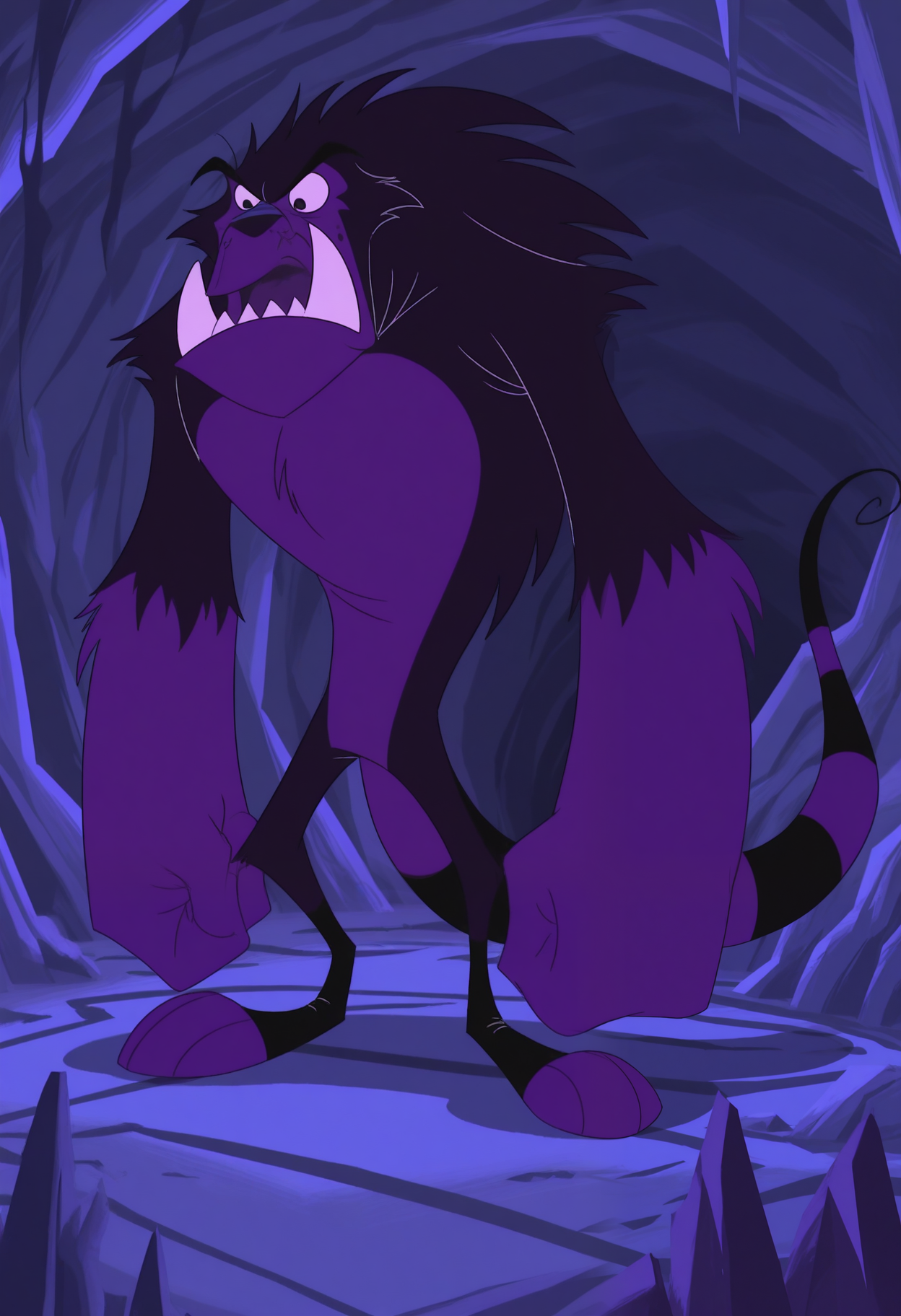 masterpiece,best quality,amazing quality, 1boy, solo, purpl3JL, monster, multicolored fur, black eyes, tail, full body,