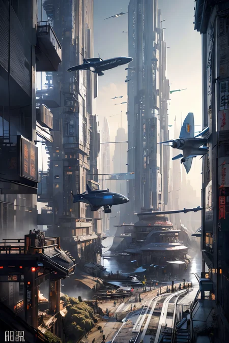 (Realistic:1.5) EdobSyFyCityLandscape, railing, hood, artist name, landscape, walking, blurry, realistic, ruins, chinese text, airplane, <lora:EdobSyFyCityLandscape_v1.0:0.8>