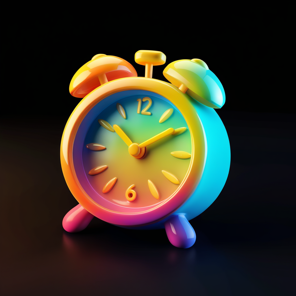 j_icon,an alarm clock,gradient color,black background,
