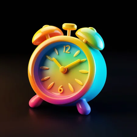 j_icon,an alarm clock,gradient color,black background,