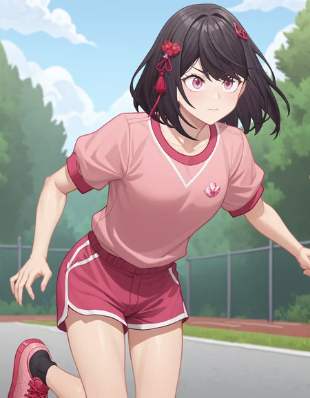 score_9,score_8_up,score_7_up,
gym_uniform,gym_shorts,leaning_forward,outdoors,school,running,
<lora:yanzhen_pony2:0.7>,glcyanzhen,1girl,solo,hair ornament,medium hair,bangs,pink eyes,black hair,<lora:Anime_Screencap:1>,anime screencap,