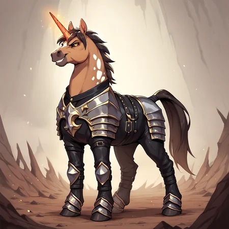 score_9, score_8_up, score_7_up, score_6_up, score_5_up, score_4_up, rating safe, source furry BREAK
male, solo, solo focus, equine, feral, demon, equine demon, equid, tan fur, white spots, black sclera, yellow pupils, horn, glowing horn, clothed feral, leather clothing, leather armor, full full-length portrait, hell scape background, smug expression,  <lora:Undies_for_Feral_Furries:0.8>
