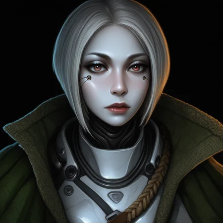 Masterpiece, absurdres, high quality, best quality, 8k, 1girl, (luddic) <lora:Starsector_NOOB_vPred_v1.0:0.9> android, robot, full metal body, attractive, stunning, cyberpunk, white and silver body <lora:ponyv4_noob1_2_adamW:.45> <lora:noobai_ep11_stabilizer_v0.114_fp16:.4> <lora:aesthetic_anime_v1s:.7>