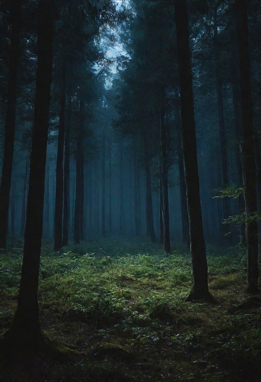 a night forest without