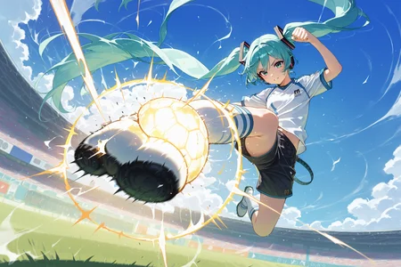 masterpiece, best quality, absurdres, safe
1girl, soccer, kicking, hatsune miku
<lora:hitting_ball_il_3_v2_d16_final:1>