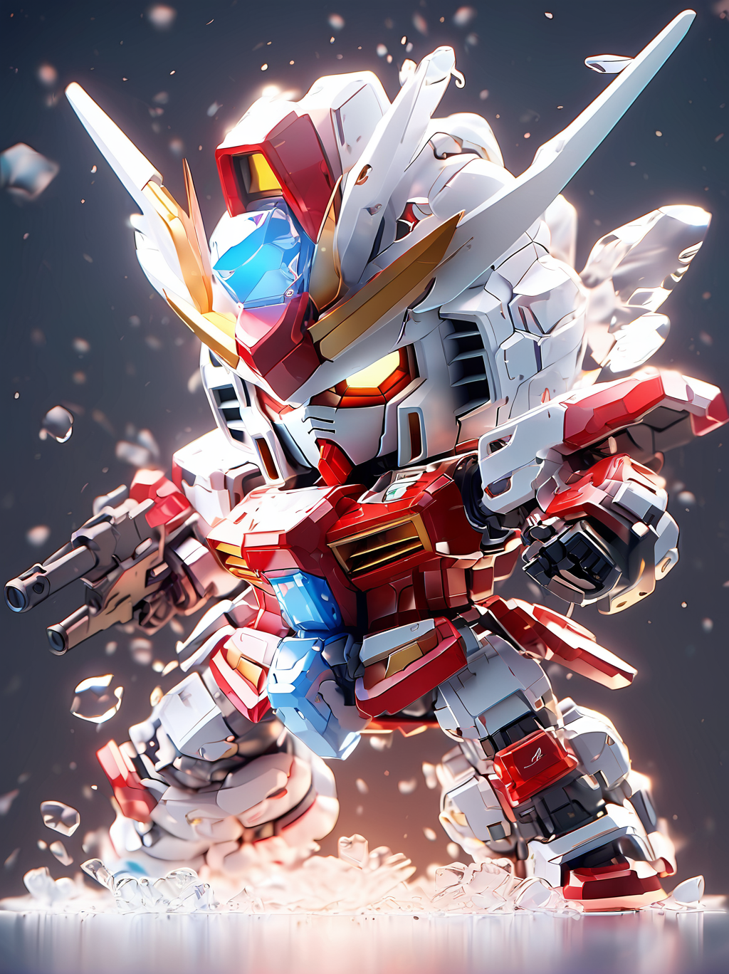 analog film photo Deep photo,depth of field,ferrania p30 film,shadows,masterpiece,shining,bloom,soft light,shadows,realistic,
(((ice background))),(((surrounded by crystal  splashes))),(((surrounded by snow))),frozen,
chibi gundam,<lora:chibi_gundam:1>,
