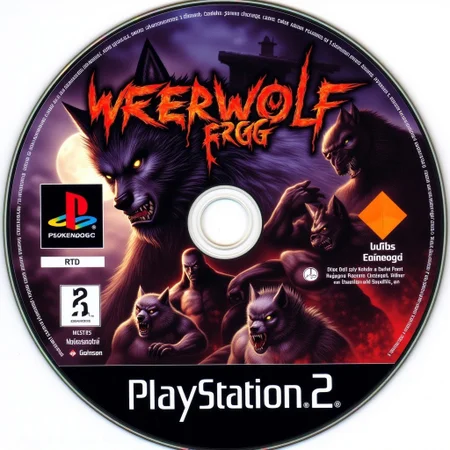 Ps2 cover disk, a Text title "werewolf RPG",
