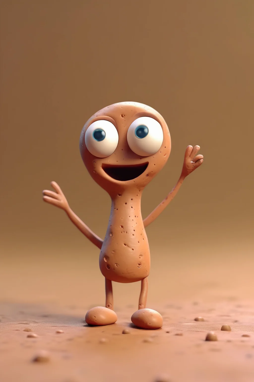 <lora:Clay Animation:1>Clay Animation - soft small character with tiny arms and legs. cute. 3D. pixar. aardman. clay. happy. clumsy.