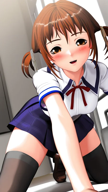 amazing quality,absurdres,best quality,masterpiece,highres,newest,detailed,detailed body,detailed face,masterpiece,best quality,solo,
è¯é½æ¥,1girl,solo,thighhighs,school uniform,skirt,brown hair,zettai ryouiki,brown eyes,short twintails,black thighhighs,plaid skirt,<lora:è¯é½æ¥:0.8>,3d,