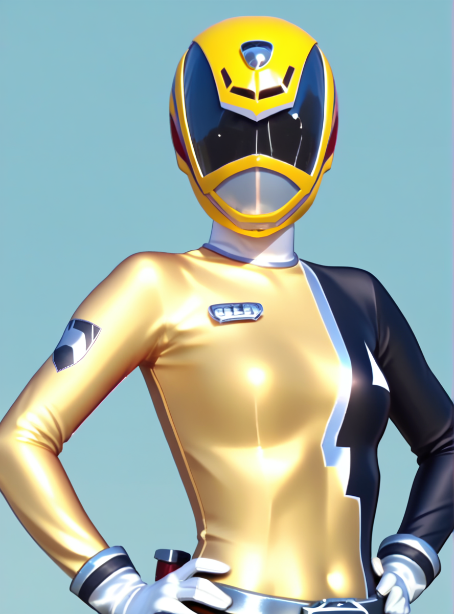 score_9, score_8_up, score_7_up, score_6_up,source_anime, anime screencap, <lora:DekaYellow:1>dekayellow, solo, 1girl, helmet, belt, bodysuit, gloves, yellow bodysuit, white gloves, skin tight simple background,  hands on hips,upper body, looking at viewer,