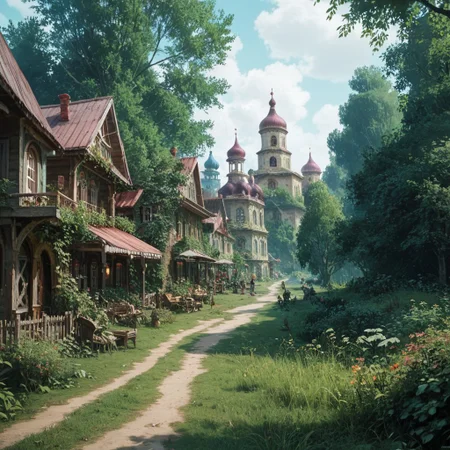 score_9, score_8_up, score_7_up, scenery, village, nature, highly detailed, masterpiece, hyperrealistic, <lora:Esenin2:1>