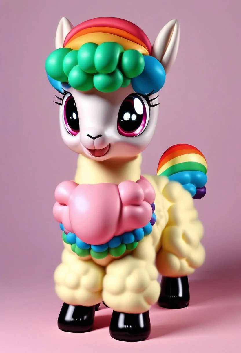 a cute chibby Latex alpaca with big rainbow eyes, very detailed, 4k, sharp