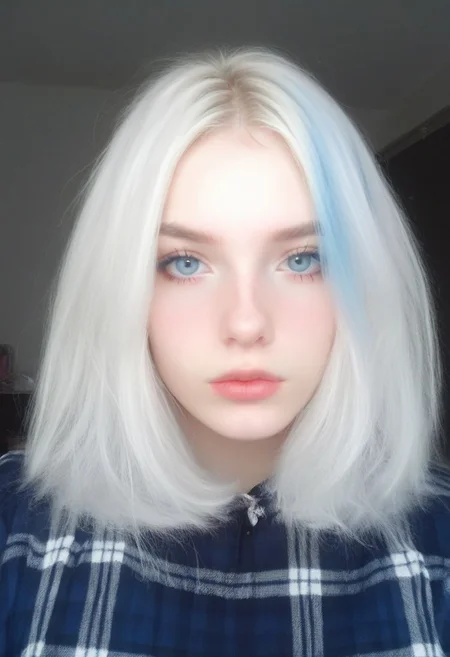 score_9, score_8_up, score_7_up, score_6_up, hyper-realistic, highest quality, masterpiece, rsgrl, russian girl, solo, white hair, realistic, looking at viewer, 1girl, lips, plaid, blue eyes, mole, medium hair, multicolored hair, closed mouth, 
rsgrl, russian girl, , thermo, glowing, glow