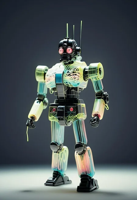 *Blown-Glass* *Fragile* *Delicate* *Dainty* *Brittle* *guncannon_mass_production_type inside glass* *pastel marble table* *made of,tiny neon glass filaments,* *neon filaments*