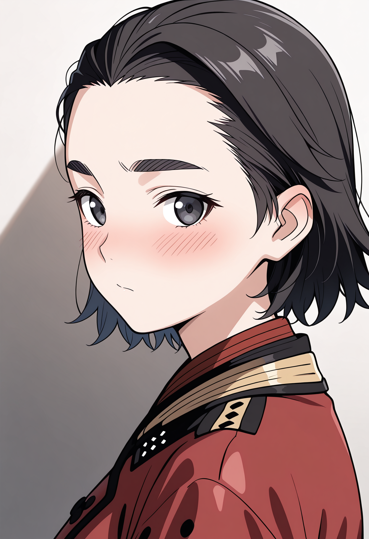 solo, red jacket, blush, side view, portrait,
looking at viewer, eye contact,
<lora:LastExileDunyaScheerIL:1>, dunyascheer, black eyes,
masterpiece,best quality,amazing quality,