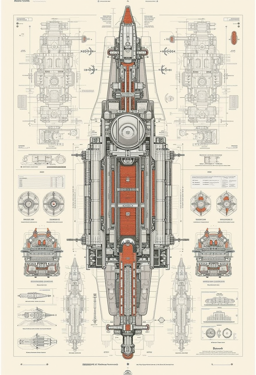 yfg-aarchy A diagram of symmetrical mechanical schematics of a nuclear reactor