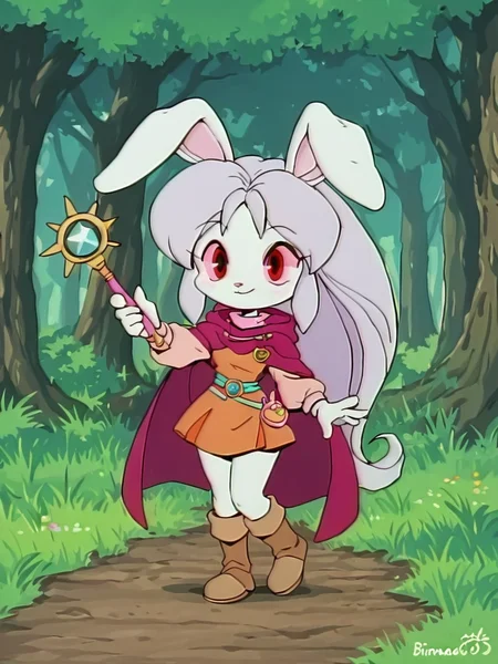 <lora:etoran.il:1>,
etoran,
kurimu
solo,
chibi, simple boots,
grass, forest,
<lora:Bianca_the_bunny_PonyXL:1> bianca, furry female anthro, rabbit girl, orange dress, boots, short dress, hooded cloak, wand, high quality, best quality,