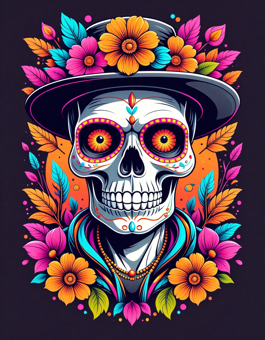 tshirt design, day of the dead, the style of 5h1rt